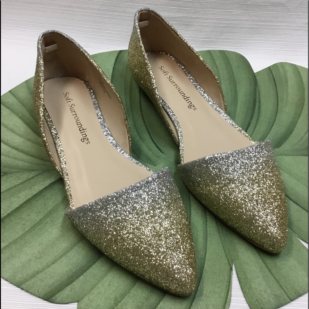 Gold & Silver Glittery Flats … for a wide foot